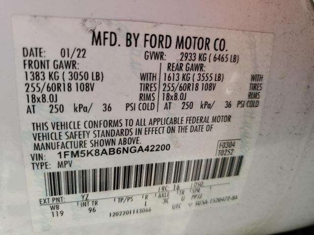 2022 FORD EXPLORER P 1FM5K8AB6NGA42200  68541064