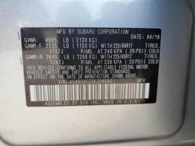 2019 SUBARU OUTBACK 2. - 4S4BSAFC5K3346861