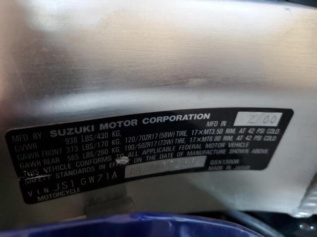 2000 SUZUKI GSX1300 R JS1GW71A8Y2107255