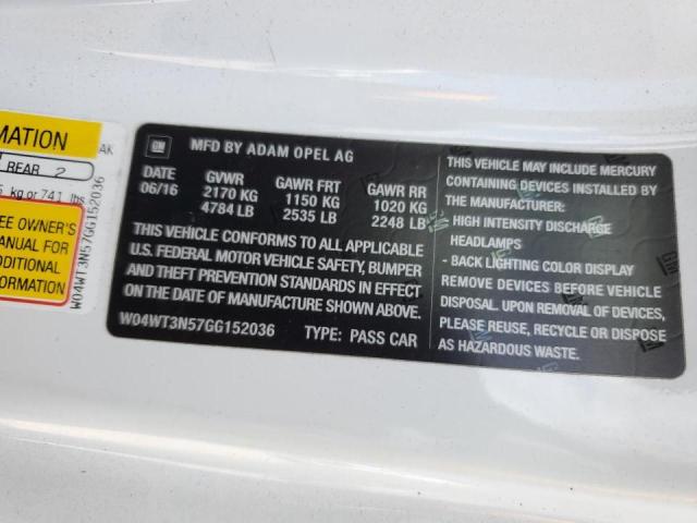 2016 BUICK CASCADA PR - W04WT3N57GG152036