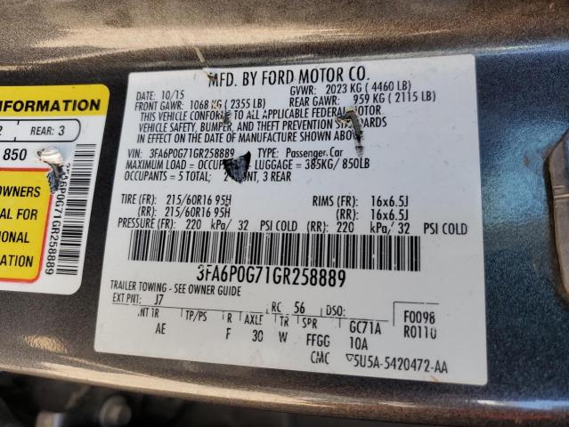 2016 FORD FUSION S - 3FA6P0G71GR258889