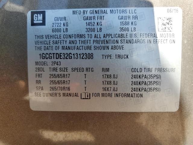 2016 CHEVROLET COLORADO Z - 1GCGTDE32G1312308
