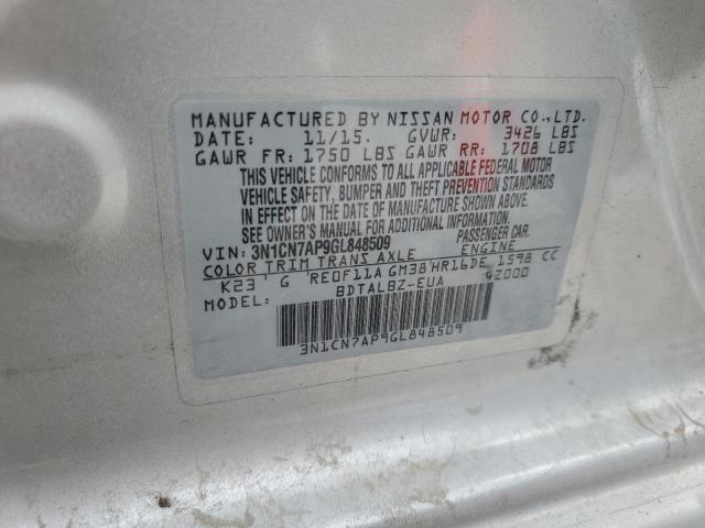 2016 NISSAN VERSA S - 3N1CN7AP9GL848509