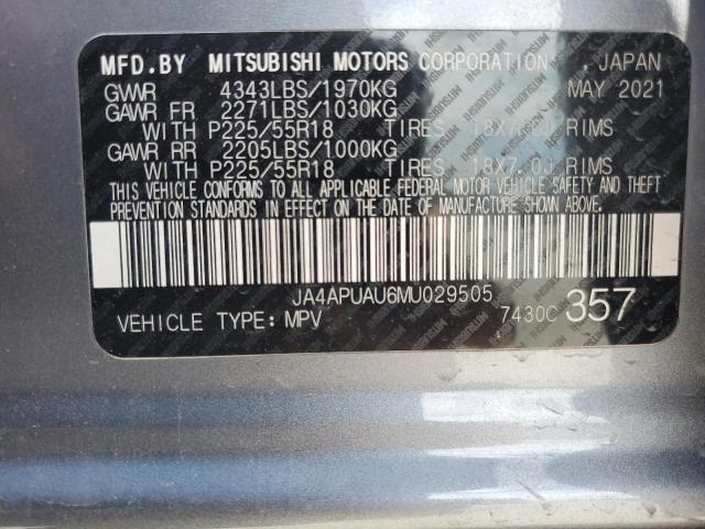 2021 MITSUBISHI OUTLANDER - JA4APUAU6MU029505