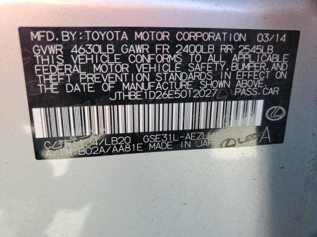 VIN JTHBE1D26E5012027 2014 Lexus IS, 350 no.12