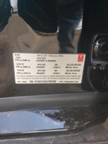 2020 TESLA MODEL S - 5YJSA1E43LF367035