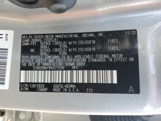 VIN 5TDHZRBH1MS075096 2021 Toyota Highlander, Xle no.13