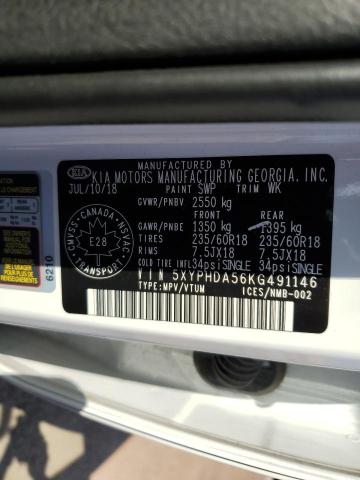 2019 KIA SORENTO 5XYPHDA56KG491146