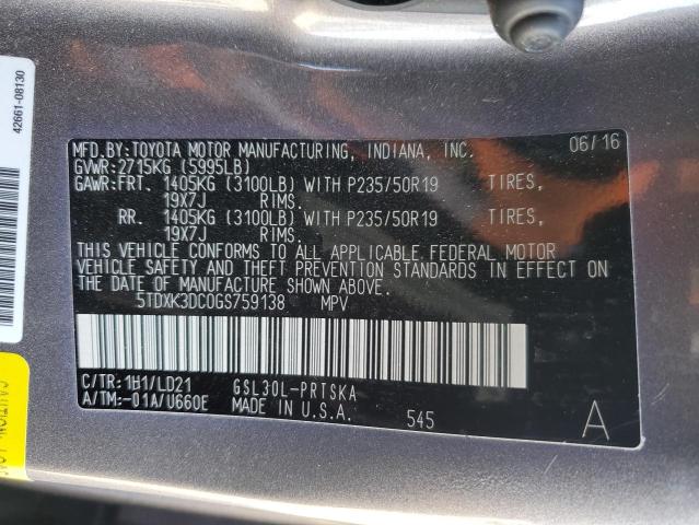 2016 TOYOTA SIENNA SE 5TDXK3DC0GS759138