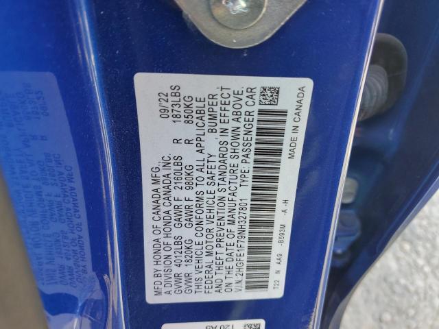 2022 HONDA CIVIC EX 2HGFE1F79NH327801  68293304