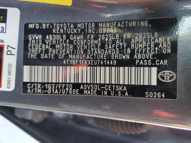 VIN 4T1BF1FKXEU741449 2014 Toyota Camry, L no.12