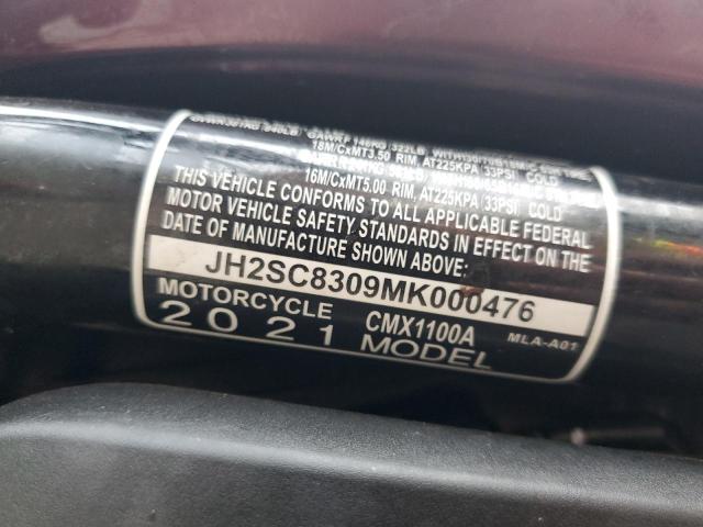 2021 HONDA CMX1100 A JH2SC8309MK000476
