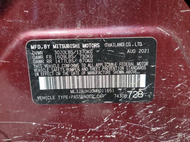 2021 MITSUBISHI MIRAGE ES - ML32AUHJ0MH011651