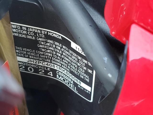 2024 HONDA CBR600 RA JH2PC4081RK800088