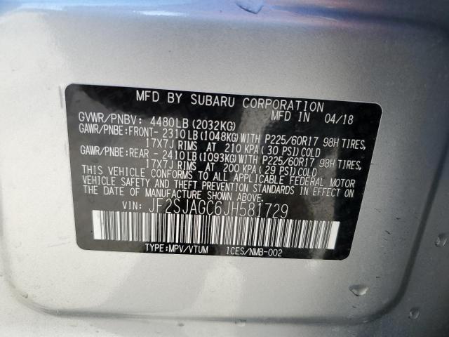 2018 SUBARU FORESTER 2 JF2SJAGC6JH581729  68759794