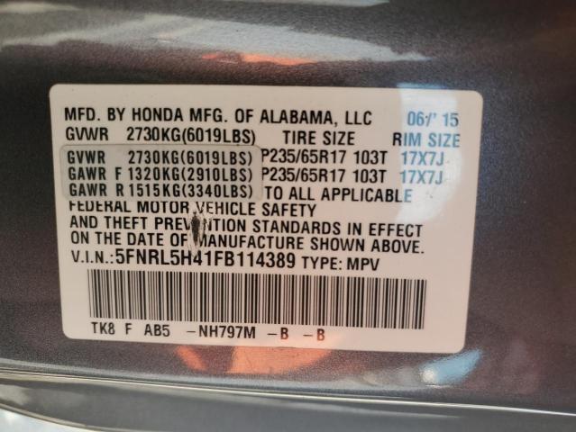 VIN 5FNRL5H41FB114389 2015 Honda Odyssey, EX no.13