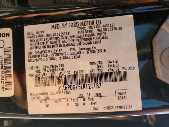 2020 FORD FUSION S - 3FA6P0G75LR121187