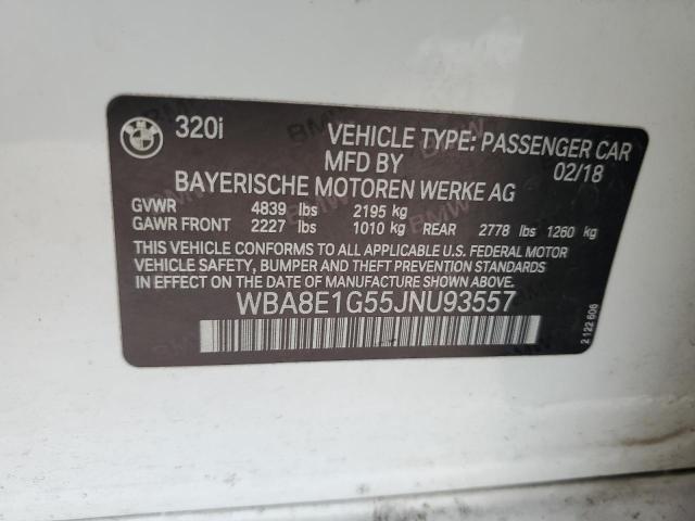 VIN WBA8E1G55JNU93557 2018 BMW 3 Series, 320 I no.12