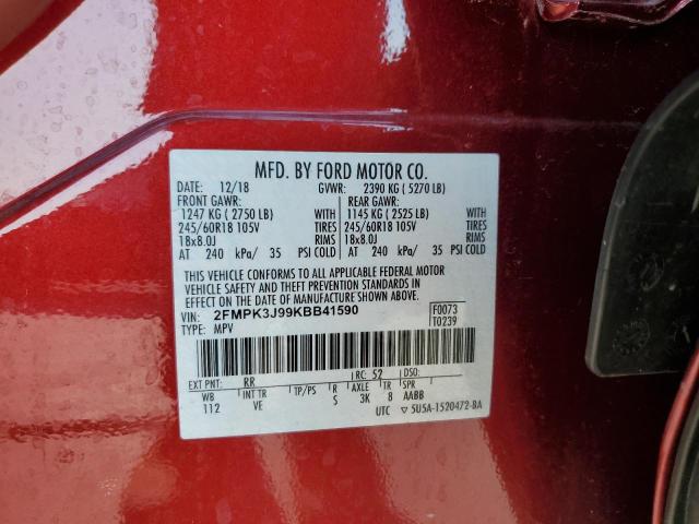 2019 FORD EDGE SEL - 2FMPK3J99KBB41590