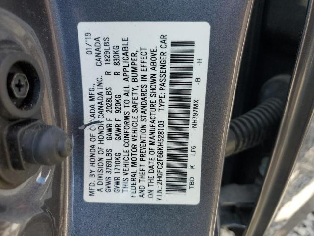 2019 HONDA CIVIC LX 2HGFC2F66KH528103  69014134