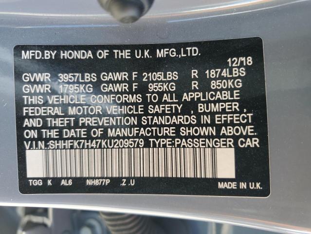 2019 HONDA CIVIC SPOR - SHHFK7H47KU209579