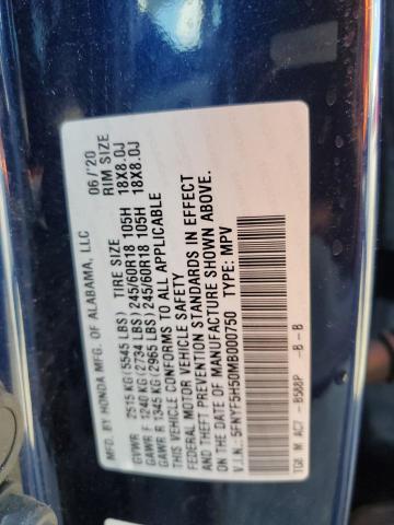 2021 HONDA PILOT EXL - 5FNYF5H50MB000750