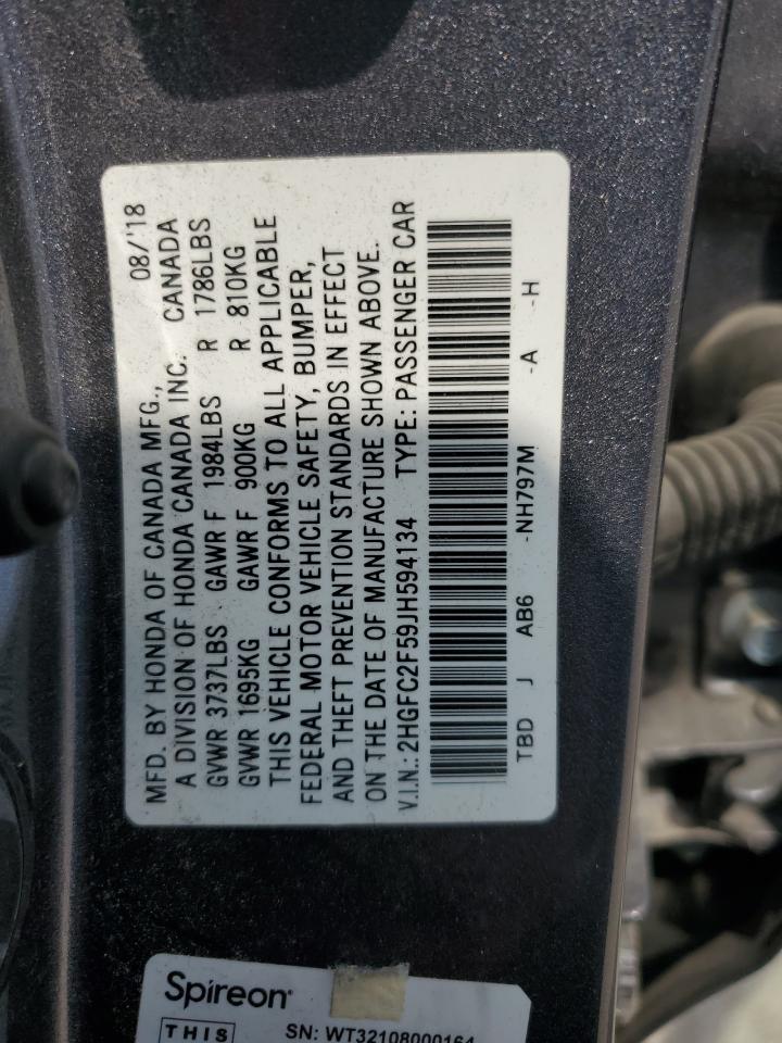 Lot #2938261668 2018 HONDA CIVIC LX