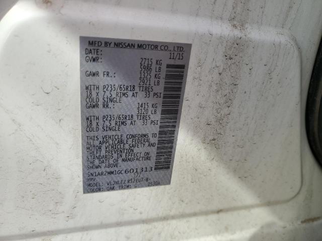 2016 NISSAN PATHFINDER - 5N1AR2MM1GC601313