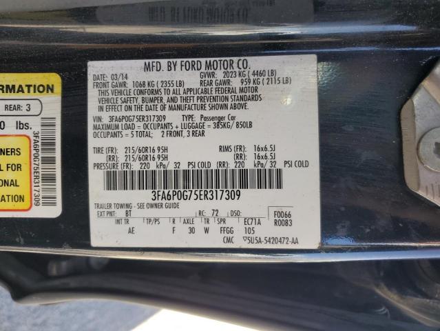 VIN 3FA6P0G75ER317309 2014 Ford Fusion, S no.12