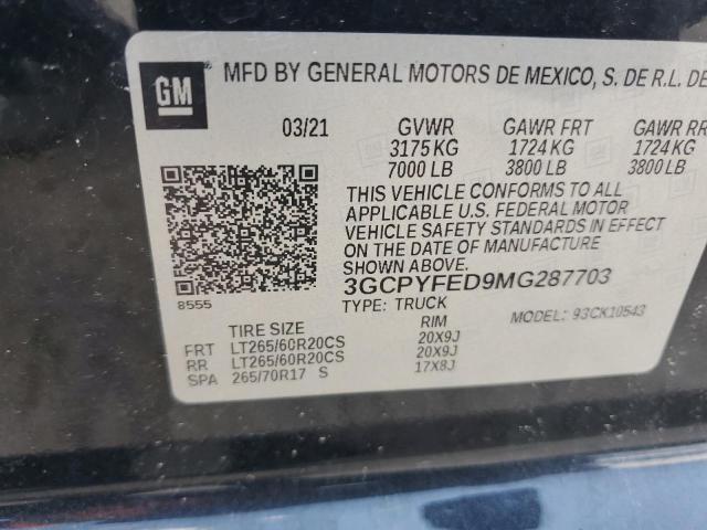2021 CHEVROLET 1500 SILVE - 3GCPYFED9MG287703