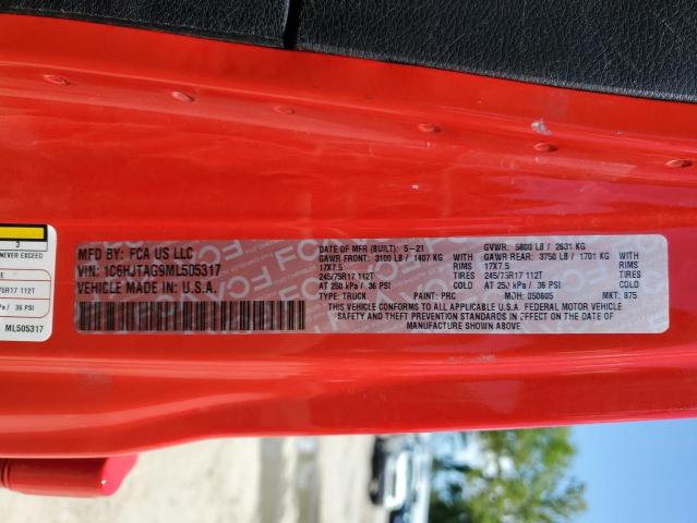 2021 JEEP GLADIATOR - 1C6HJTAG9ML505317