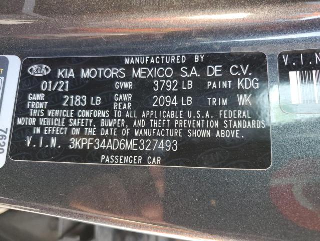 VIN 3KPF34AD6ME327493 2021 KIA Forte, Gt Line no.12