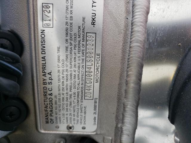 2020 APRILIA TUONO ZD4KGU004LS001239