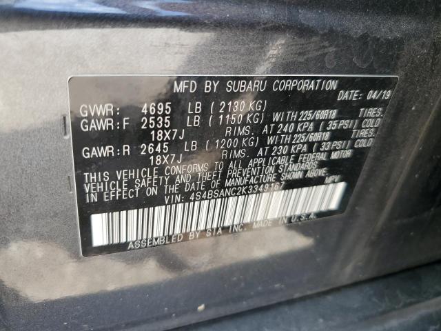 2019 SUBARU OUTBACK 2. - 4S4BSANC2K3349167