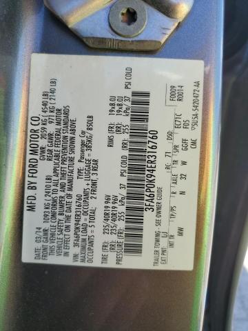 VIN 3FA6P0K94ER316760 2014 Ford Fusion, Titanium no.12