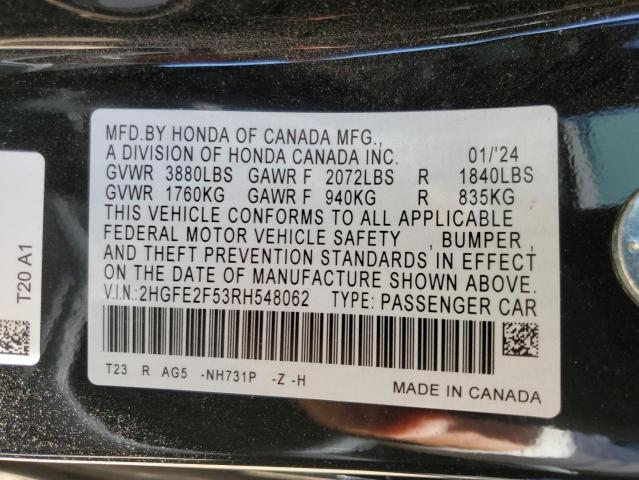 2024 HONDA CIVIC SPOR - 2HGFE2F53RH548062