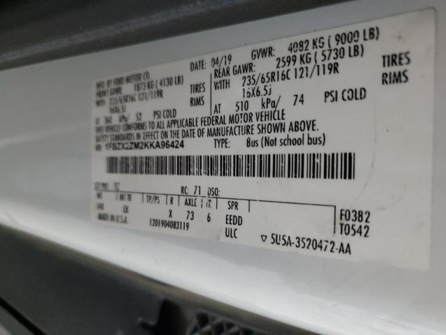 2019 FORD TRANSIT T- - 1FBZX2ZM2KKA96424