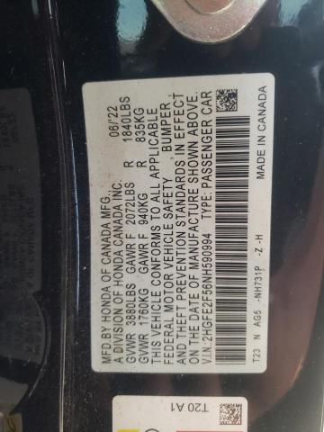 2022 HONDA CIVIC SPOR - 2HGFE2F56NH590994