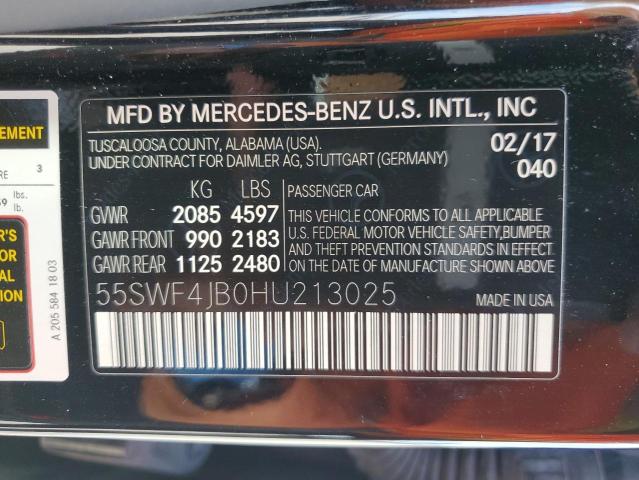 VIN 55SWF4JB0HU213025 2017 Mercedes-Benz C-Class, 300 no.12