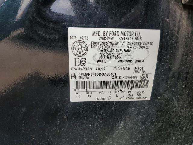 VIN 1FM5K8F80DGA00181 2013 Ford Explorer, Limited no.13