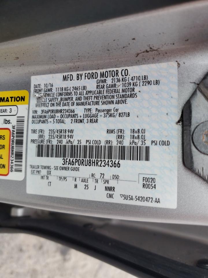 Lot #2823916096 2017 FORD FUSION TIT