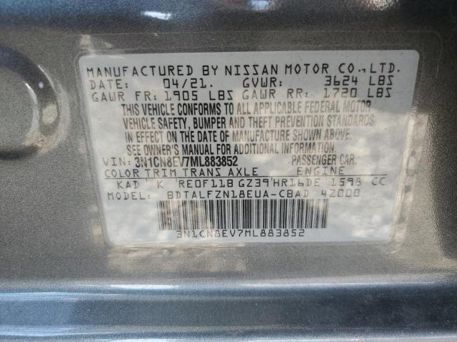 VIN 3N1CN8EV7ML883852 2021 Nissan Versa, SV no.13