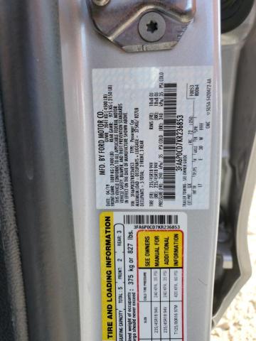 VIN 3FA6P0CD7KR236853 2019 Ford Fusion, Sel no.12