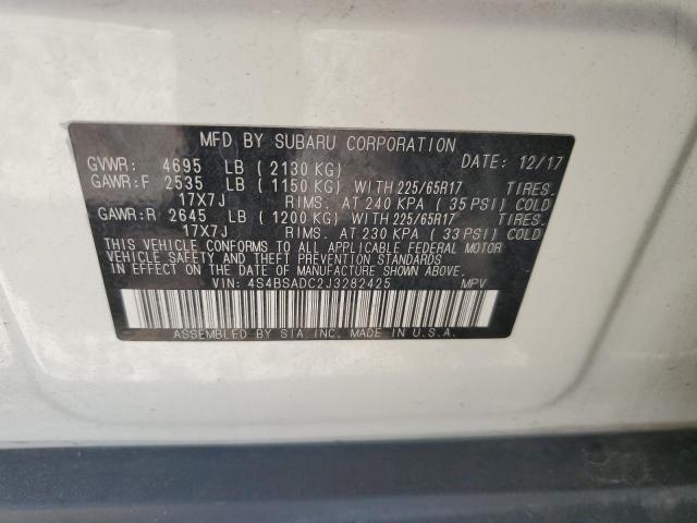 2018 SUBARU OUTBACK 2. - 4S4BSADC2J3282425