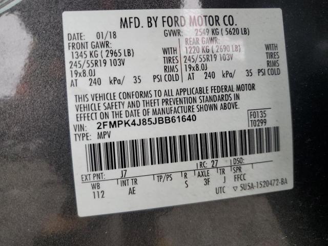 2018 FORD EDGE SEL - 2FMPK4J85JBB61640