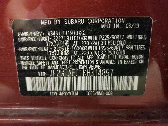 2019 SUBARU CROSSTREK - JF2GTAEC1KH314857
