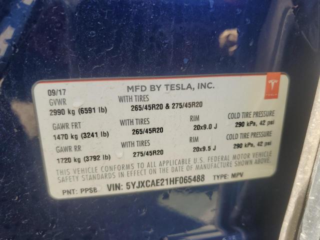 2017 TESLA MODEL X - 5YJXCAE21HF065488