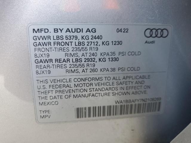 VIN WA1BBAFY7N2108269 2022 Audi Q5, Premium Plus 40 no.13