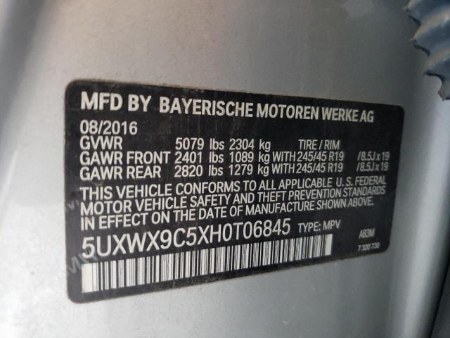 VIN 5UXWX9C5XH0T06845 2017 BMW X3, Xdrive28I no.13