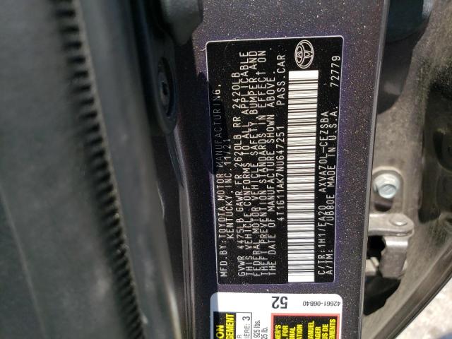 VIN 4T1G11AK7NU647251 2022 Toyota Camry, SE no.13